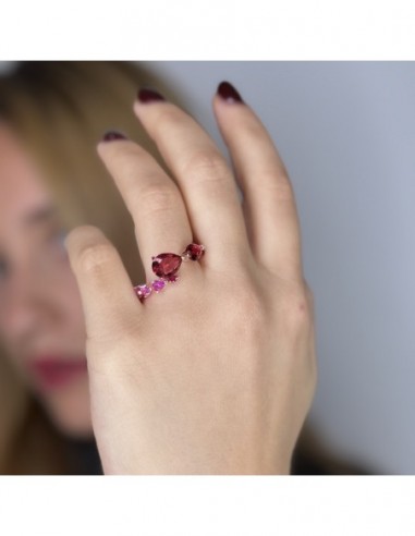 Anello Argento Rosato Uroboro Zirconi Viola [689ef2bb]