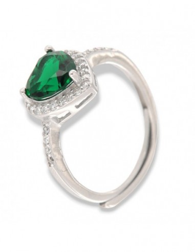 Anello Argento Rodiato Principessa Cuore Verde [53261da3]