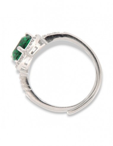 Anello Argento Rodiato Principessa Cuore Verde [e43bdca7]