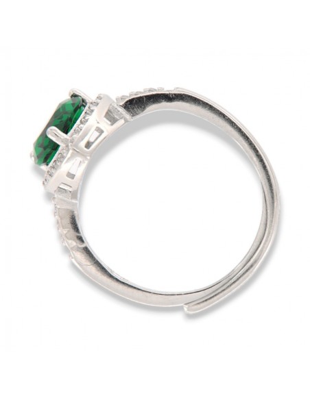 Anello Argento Rodiato Principessa Cuore Verde [e43bdca7]