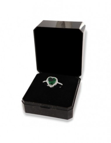 Anello Argento Rodiato Principessa Cuore Verde [8a005eae]