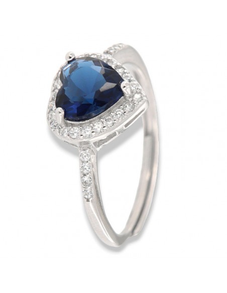 Anello Argento Rodiato Principessa Cuore Blu [9701d804]