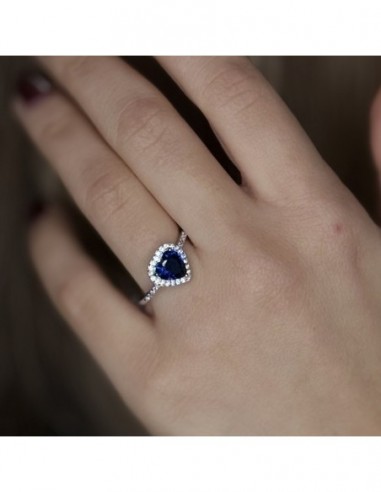 Anello Argento Rodiato Principessa Cuore Blu [f38048bd]