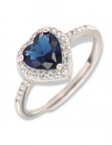Anello Argento Rodiato Principessa Cuore Blu [449d89b9]