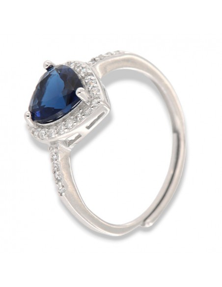 Anello Argento Rodiato Principessa Cuore Blu [41cdcea7]
