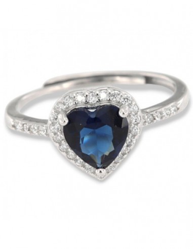 Anello Argento Rodiato Principessa Cuore Blu [2ff64cae]