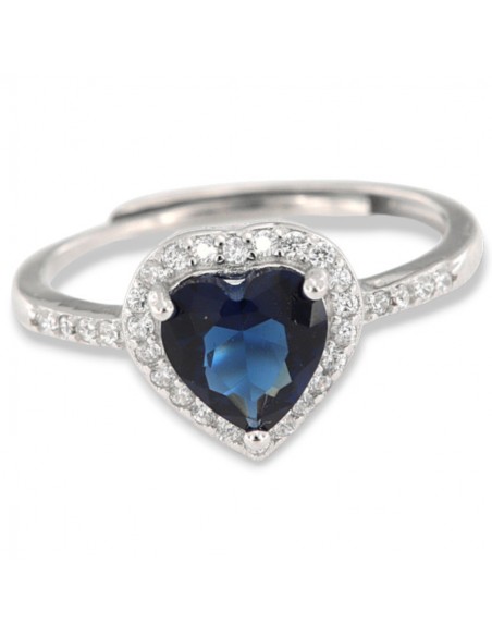 Anello Argento Rodiato Principessa Cuore Blu [2ff64cae]