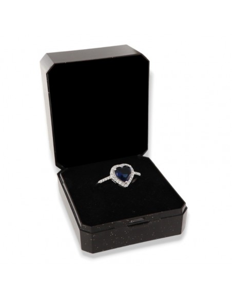 Anello Argento Rodiato Principessa Cuore Blu [98eb8daa]