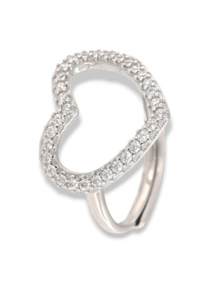 Anello Argento Rodiato Cuore Zirconi Bianchi [201c1900]