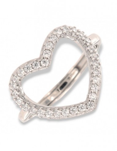 Anello Argento Rodiato Cuore Zirconi Bianchi [c33151b8]