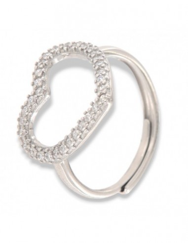 Anello Argento Rodiato Cuore Zirconi Bianchi [c66116a6]