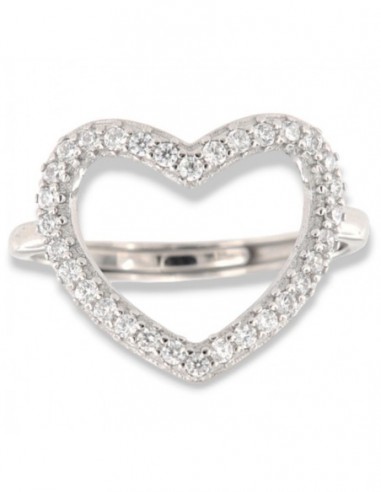Anello Argento Rodiato Cuore Zirconi Bianchi [a85a94af]
