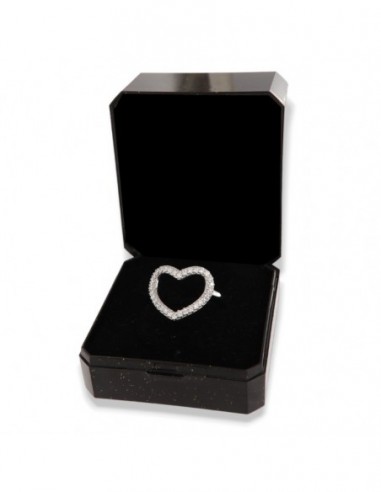 Anello Argento Rodiato Cuore Zirconi Bianchi [1f4755ab]