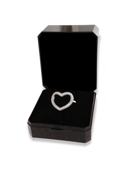 Anello Argento Rodiato Cuore Zirconi Bianchi [1f4755ab]