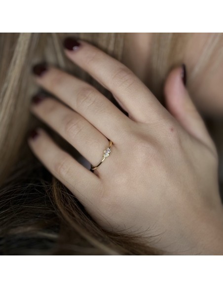 Anello Argento Dorato Fiore Zirconi Bianchi [7a7521bf]