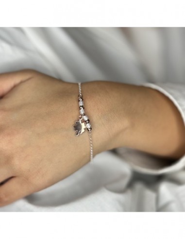 Bracciale Argento Rodiato Ciondolo Quadrifoglio [c407d7ef]
