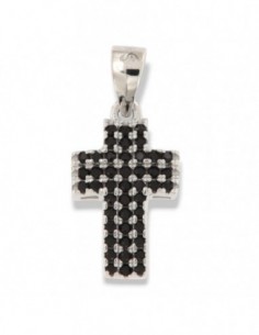 Ciondolo Argento Rodiato Croce Zirconi Neri [f20bad17]