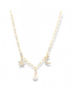 Collana Argento Dorato Ciondoli Sfera Luna Stella [61cc29f6]