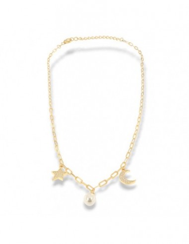 Collana Argento Dorato Ciondoli Sfera Luna Stella [11aa8bb4]