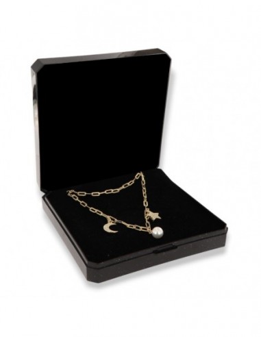 Collana Argento Dorato Ciondoli Sfera Luna Stella [7f9109bd]