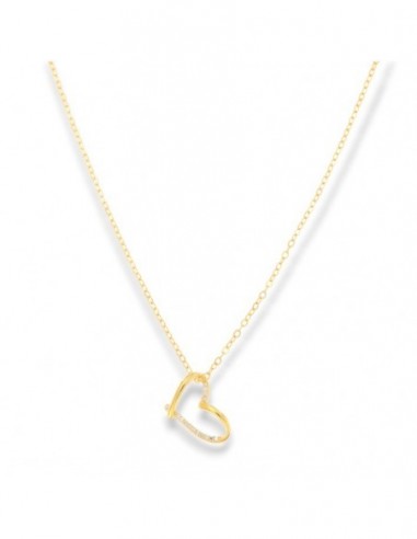 Collana Argento Dorato Ciondolo Cuore ZIrconi Bianchi [649c6ee8]
