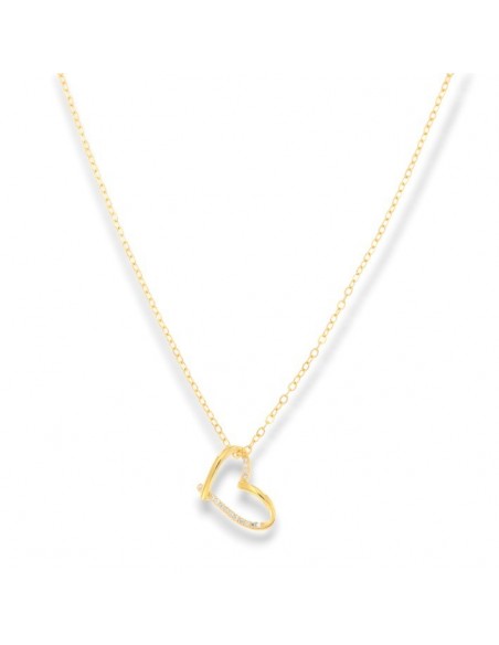 Collana Argento Dorato Ciondolo Cuore ZIrconi Bianchi [649c6ee8]