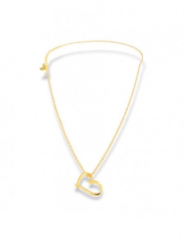 Collana Argento Dorato Ciondolo Cuore ZIrconi Bianchi [84ed80b1]