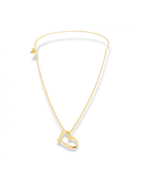 Collana Argento Dorato Ciondolo Cuore ZIrconi Bianchi [84ed80b1]