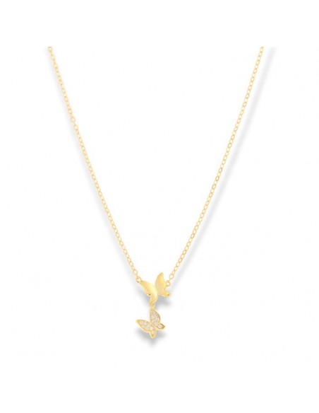 Collana Argento Dorato Farfalle Zirconi Bianchi [d381afec]