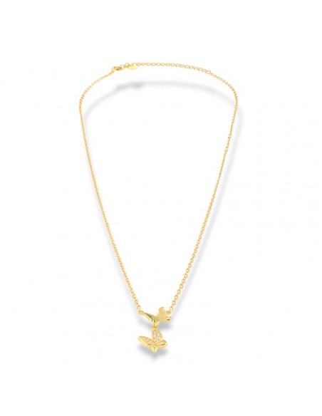 Collana Argento Dorato Farfalle Zirconi Bianchi [034158b0]