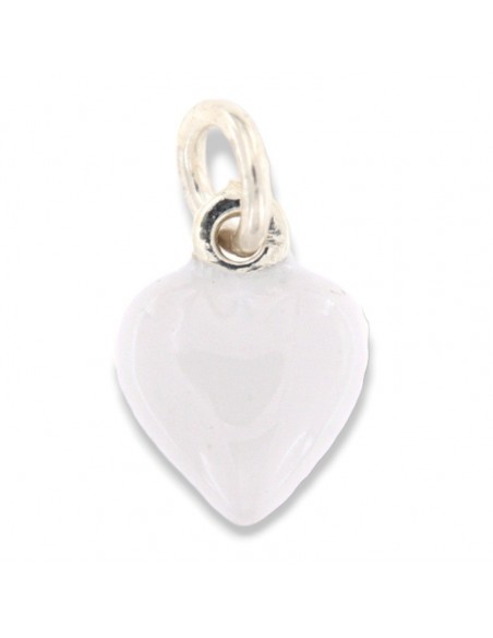 Ciondolo Argento Smaltato Cuore Bianco 10MM [01592d61]