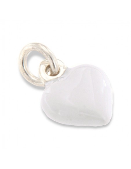 Ciondolo Argento Smaltato Cuore Bianco 10MM [f938ebe8]