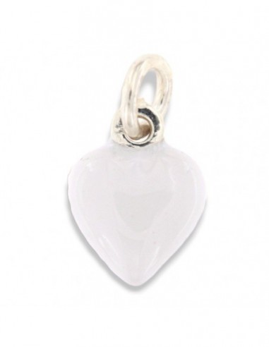 Ciondolo Argento Smaltato Cuore Bianco 10MM [3ce1fd97]