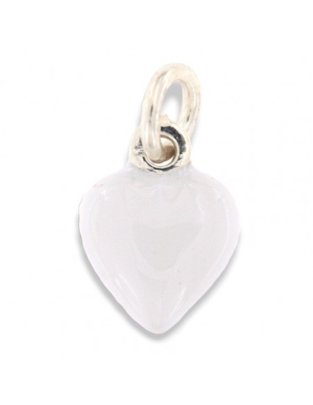 Ciondolo Argento Smaltato Cuore Bianco 10MM [3ce1fd97]