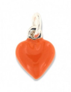 Ciondolo Argento Smaltato Cuore Arancione 10MM [269463fe]