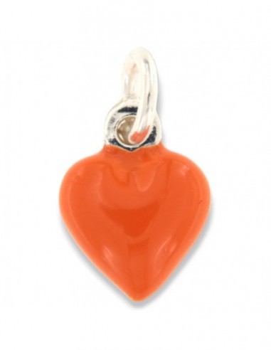 Ciondolo Argento Smaltato Cuore Arancione 10MM [269463fe]
