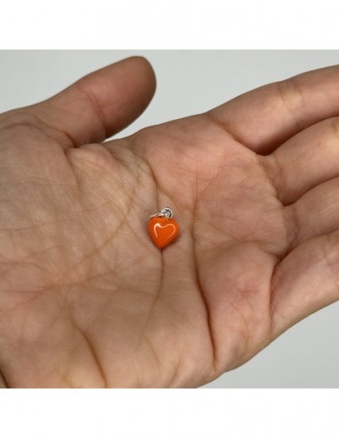 Ciondolo Argento Smaltato Cuore Arancione 10MM [50020e67]