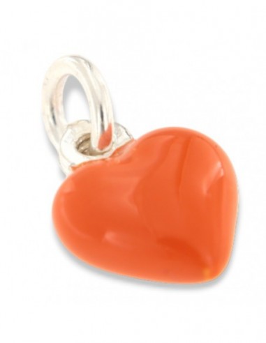 Ciondolo Argento Smaltato Cuore Arancione 10MM [e71fcf63]