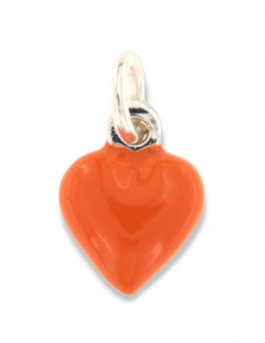 Ciondolo Argento Smaltato Cuore Arancione 10MM [e24f887d]