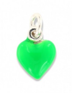 Ciondolo Argento Smaltato Cuore Verde 10MM [9189a2fa]