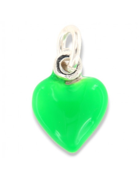 Ciondolo Argento Smaltato Cuore Verde 10MM [9189a2fa]