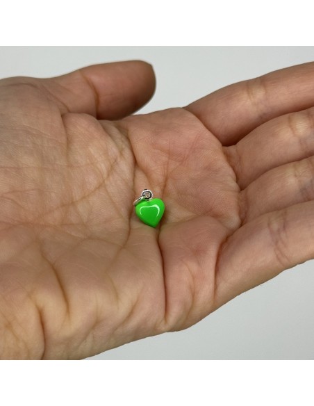 Ciondolo Argento Smaltato Cuore Verde 10MM [d7aed666]