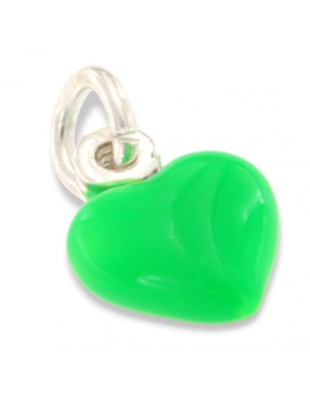 Ciondolo Argento Smaltato Cuore Verde 10MM [60b31762]