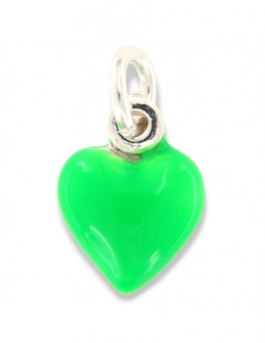 Ciondolo Argento Smaltato Cuore Verde 10MM [65e3507c]
