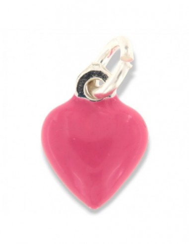 Ciondolo Argento Smaltato Cuore Rosa 10MM [48afe1f7]