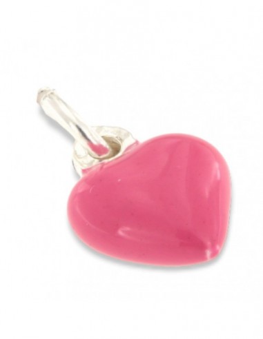 Ciondolo Argento Smaltato Cuore Rosa 10MM [e9467e60]