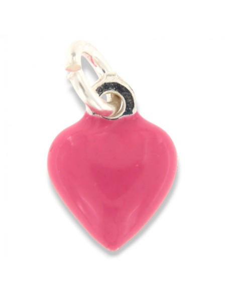Ciondolo Argento Smaltato Cuore Rosa 10MM [ec16397e]