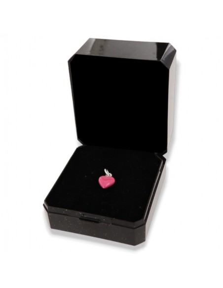 Ciondolo Argento Smaltato Cuore Rosa 10MM [5b0bf87a]