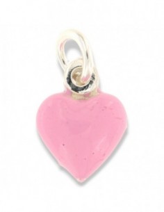 Ciondolo Argento Smaltato Cuore Rosa Carne 10MM [ffb220f3]