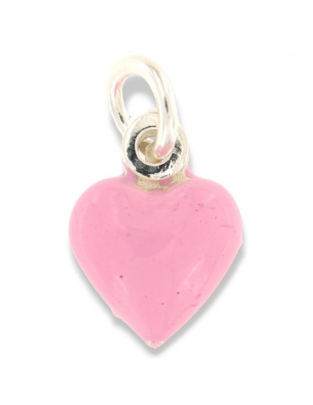Ciondolo Argento Smaltato Cuore Rosa Carne 10MM [ffb220f3]